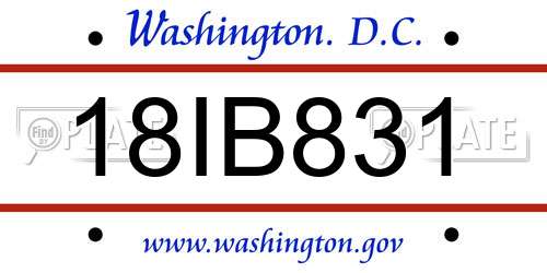 18IB831 District Of Columbia License Plate
