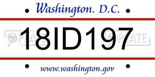 18ID197 District Of Columbia License Plate