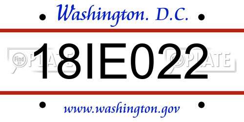 18IE022 District Of Columbia License Plate