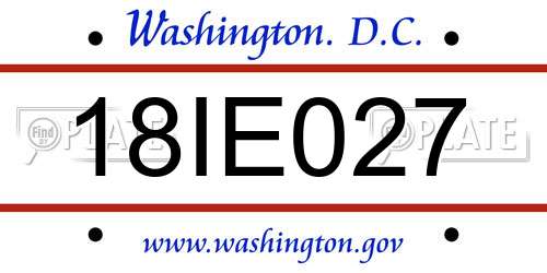 18IE027 District Of Columbia License Plate