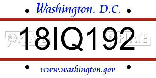 18IQ192 District Of Columbia License Plate