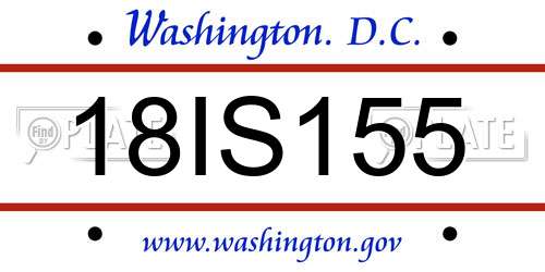18IS155 District Of Columbia License Plate