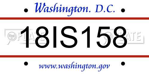 18IS158 District Of Columbia License Plate