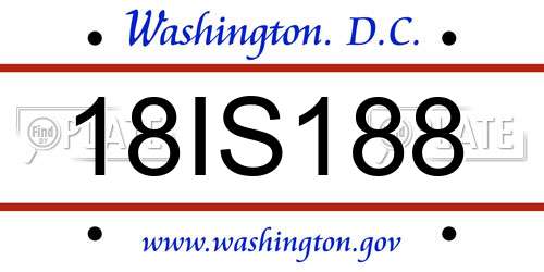 18IS188 District Of Columbia License Plate