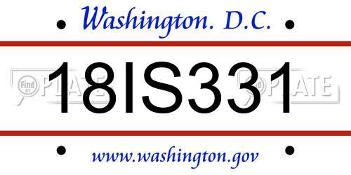 18IS331 District Of Columbia License Plate