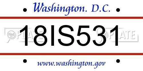 18IS531 District Of Columbia License Plate
