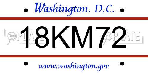 18KM72 District Of Columbia License Plate