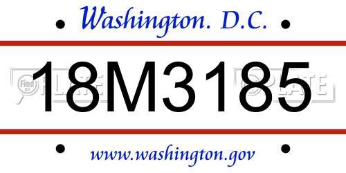 18M3185 District Of Columbia License Plate