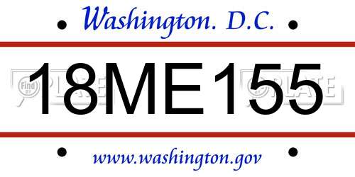 18ME155 District Of Columbia License Plate
