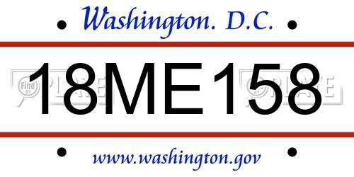 18ME158 District Of Columbia License Plate