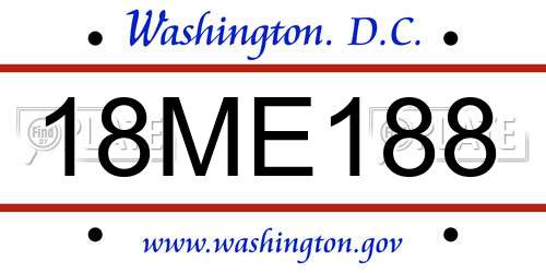 18ME188 District Of Columbia License Plate
