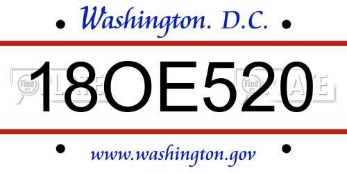 18OE520 District Of Columbia License Plate