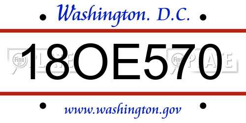 18OE570 District Of Columbia License Plate