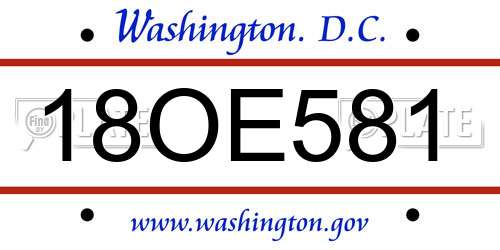 18OE581 District Of Columbia License Plate