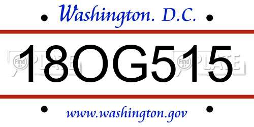 18OG515 District Of Columbia License Plate