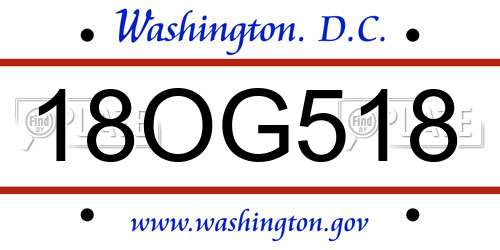18OG518 District Of Columbia License Plate