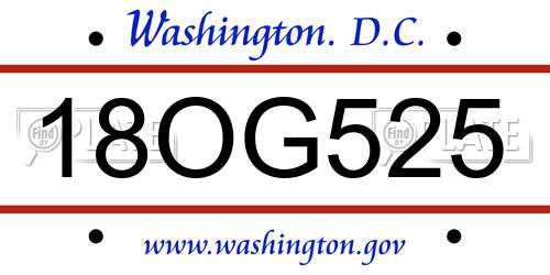 18OG525 District Of Columbia License Plate