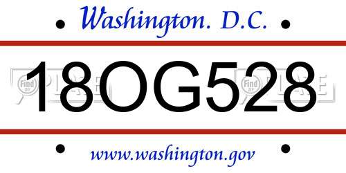 18OG528 District Of Columbia License Plate