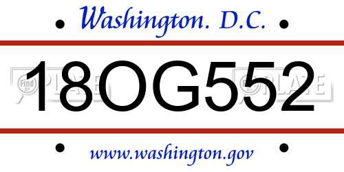 18OG552 District Of Columbia License Plate
