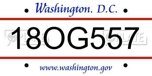 18OG557 District Of Columbia License Plate