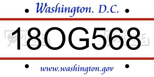 18OG568 District Of Columbia License Plate