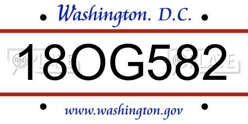 18OG582 District Of Columbia License Plate