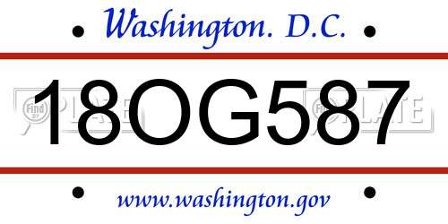 18OG587 District Of Columbia License Plate