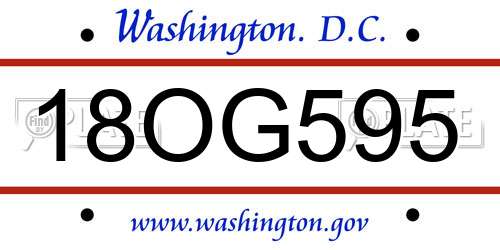 18OG595 District Of Columbia License Plate