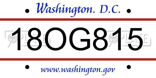 18OG815 District Of Columbia License Plate