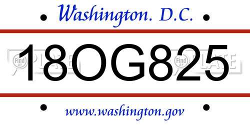 18OG825 District Of Columbia License Plate