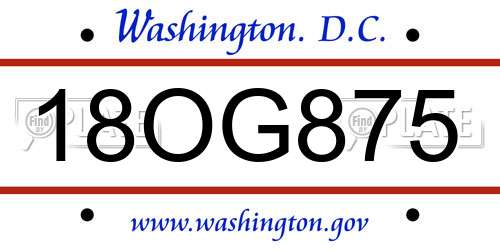18OG875 District Of Columbia License Plate
