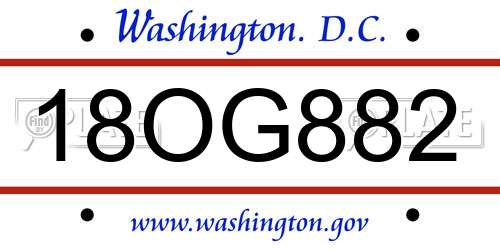 18OG882 District Of Columbia License Plate