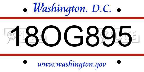 18OG895 District Of Columbia License Plate