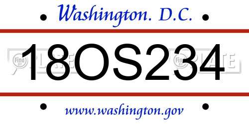 18OS234 District Of Columbia License Plate