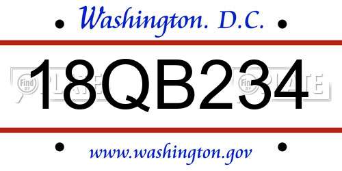 18QB234 District Of Columbia License Plate