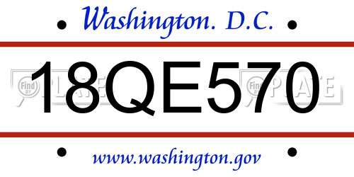 18QE570 District Of Columbia License Plate