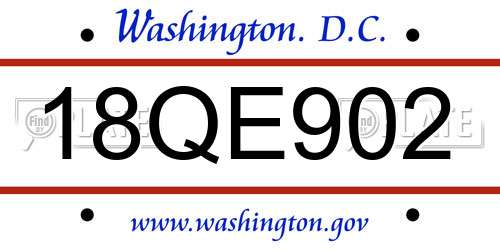 18QE902 District Of Columbia License Plate