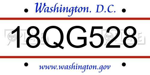 18QG528 District Of Columbia License Plate