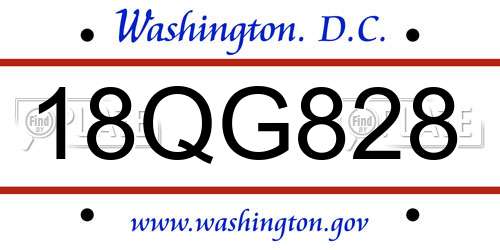 18QG828 District Of Columbia License Plate