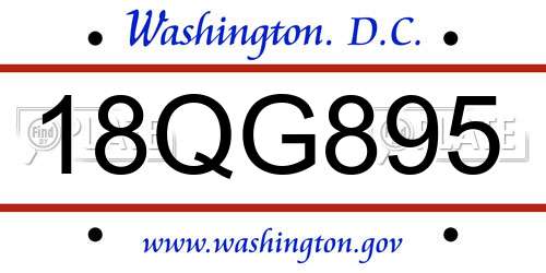 18QG895 District Of Columbia License Plate