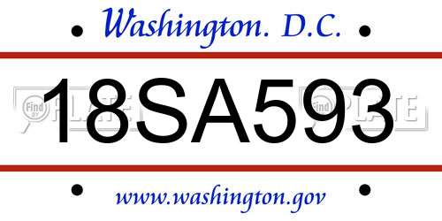 18SA593 District Of Columbia License Plate
