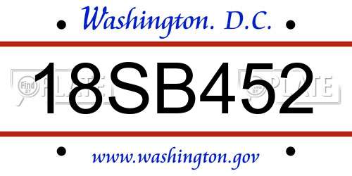 18SB452 District Of Columbia License Plate