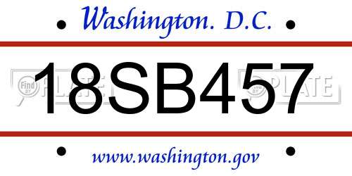 18SB457 District Of Columbia License Plate