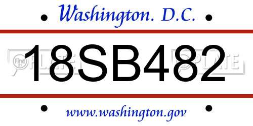 18SB482 District Of Columbia License Plate