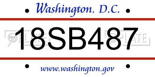 18SB487 District Of Columbia License Plate