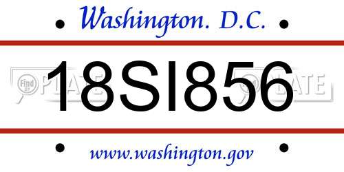 18SI856 District Of Columbia License Plate