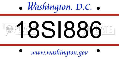 18SI886 District Of Columbia License Plate