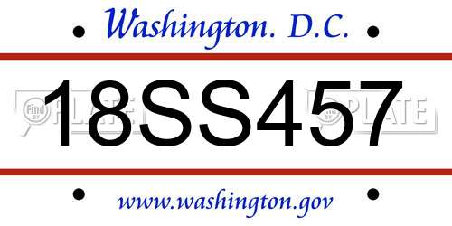 18SS457 District Of Columbia License Plate