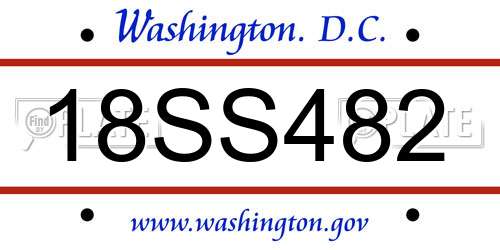18SS482 District Of Columbia License Plate