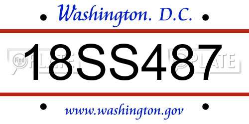 18SS487 District Of Columbia License Plate